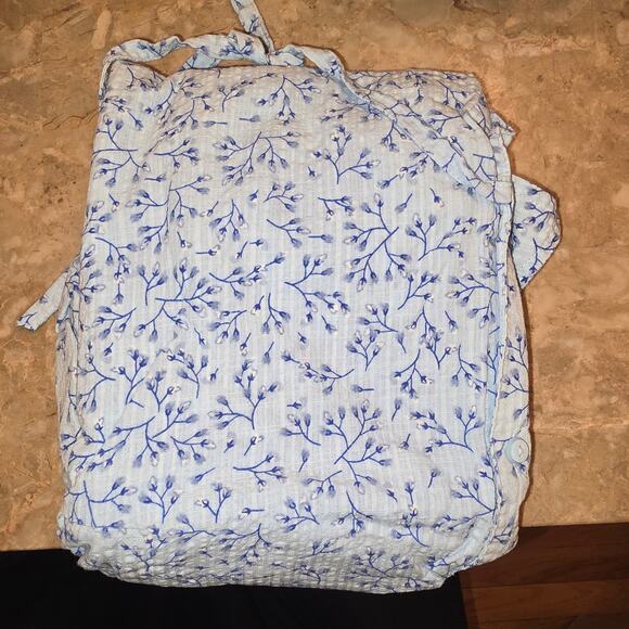 Liz Claiborne Womens Size M Blue Faux Wrap Button Up Blouse Micro Prairie Floral - Picture 8 of 9